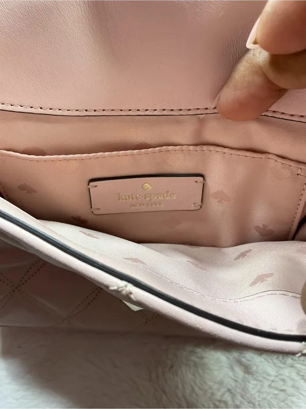 kate spade Quilted Shoulder Bag in Blush Pink with Gold Chain - Image 6