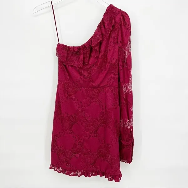 Alexis llana One Shoulder Ruffle Lace Bodycon Mini Dress S - Image 4