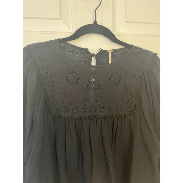Free People Valencia Embroidered Eyelet Balloon Sleeve Blouse Women's sz. XS - Image 5