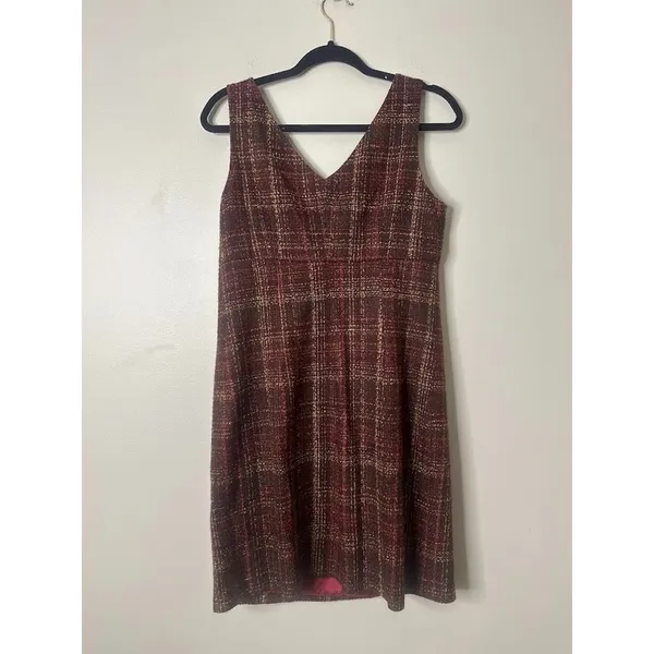 Laundry by Shelli Segal Plaid‎ Tweed Dress 8 Retro Academia Twee Preppy Office - Image 5