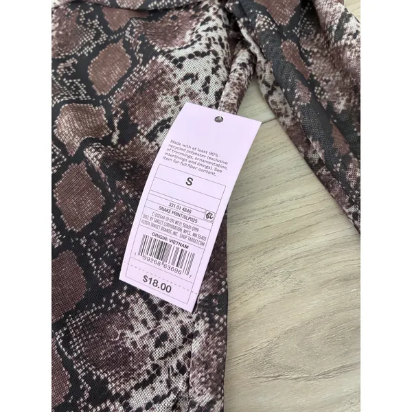 Wild Fable Brown Snake Print Mesh Off The Shoulder Long Sleeve Top Small NWT - Image 2