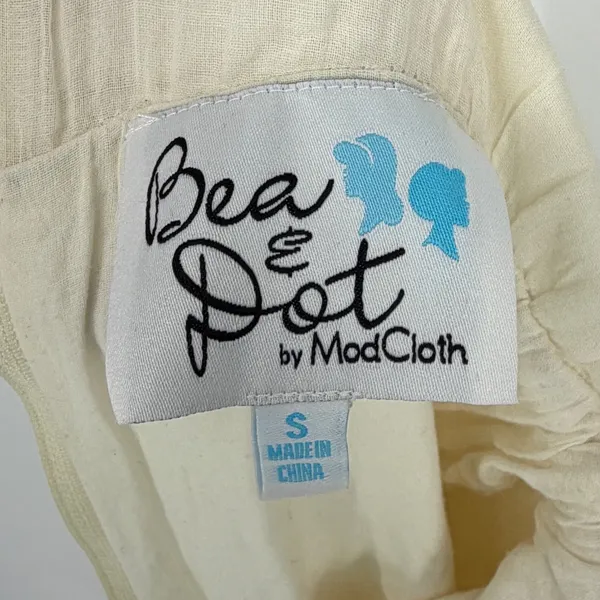 Bea‎ & Dot by ModCloth Cream Cotton Gauze Lace Maxi Dress Small Short Sleeve - Image 3