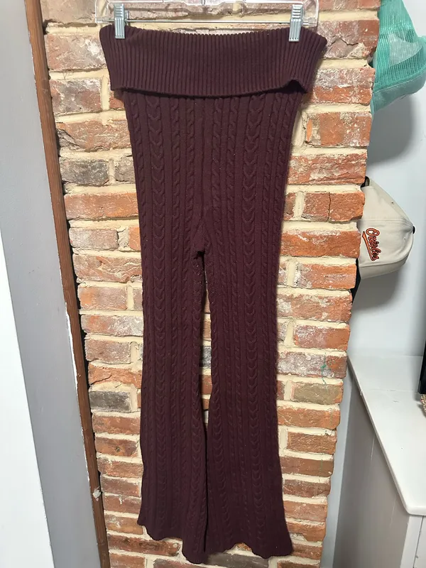 Forever 21 Foldover Waist Knit Sweater Flared Pants - Image 2