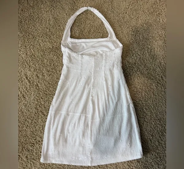 Show me your mumu white sparkly halter dress - Image 3