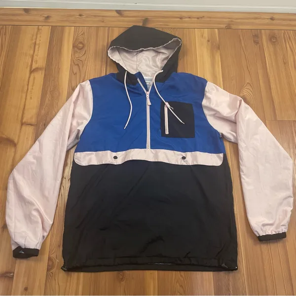 Colorblock Anorak Windbreaker Jacket Pink Blue Black Ragstock Size Large - Image 10