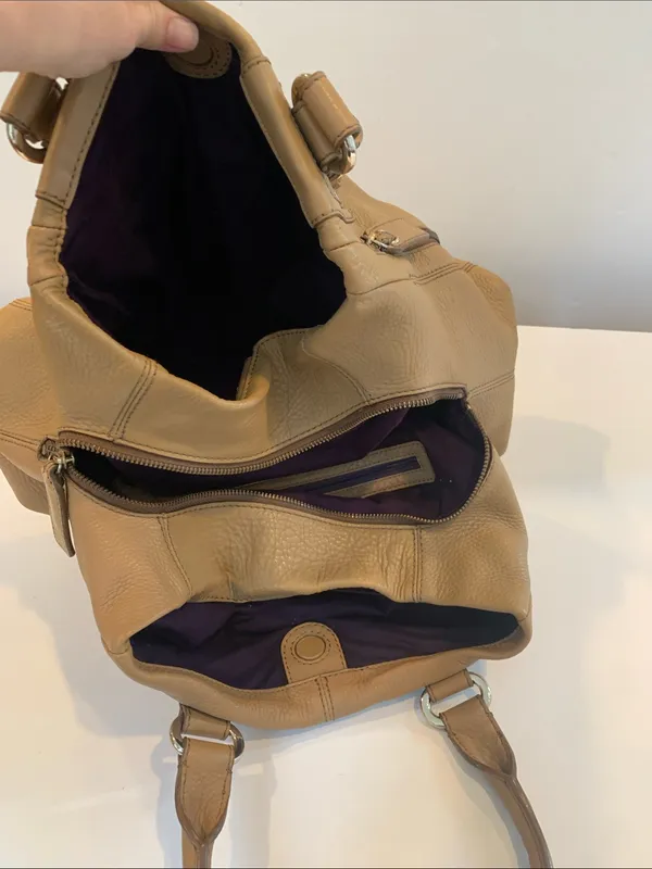 Banana Republic Genuine Leather Large Camel Tan Satchel Handbag Shoulder Bag - Image 5