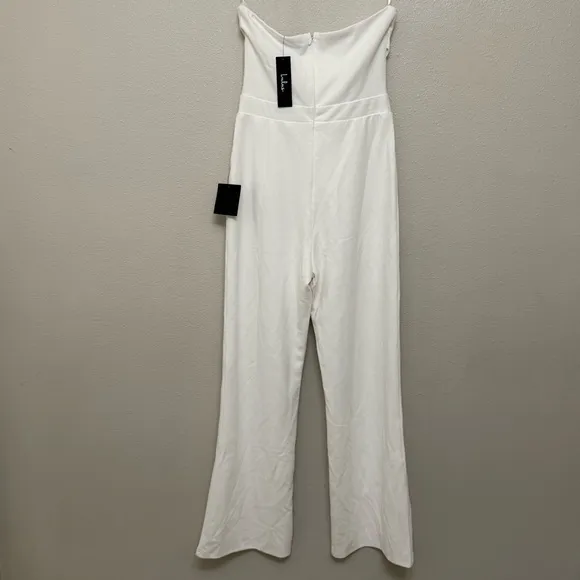 NEW Lulus Surely Stunning Ivory Strapless Bustier Jumpsuit Sz Medium - Image 14