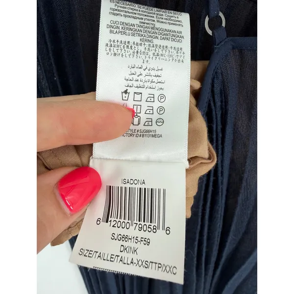 BCBGMAXAZRIA Isadona Navy Pleated Maxi Dress XXS Crisscross Strappy Backward - Image 9