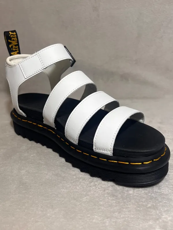 Dr. Martens Blaire White Sandals Women Sz 10 Leather Buckle Strappy Fit Summer - Image 9