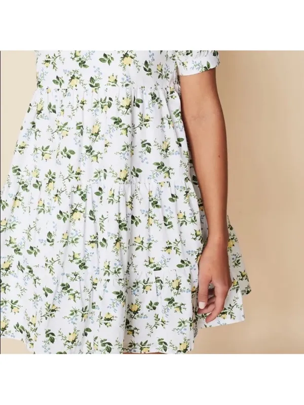Faithfull the Brand Women's Eldora Printed Mini Dress White Yellow Size small - Image 4