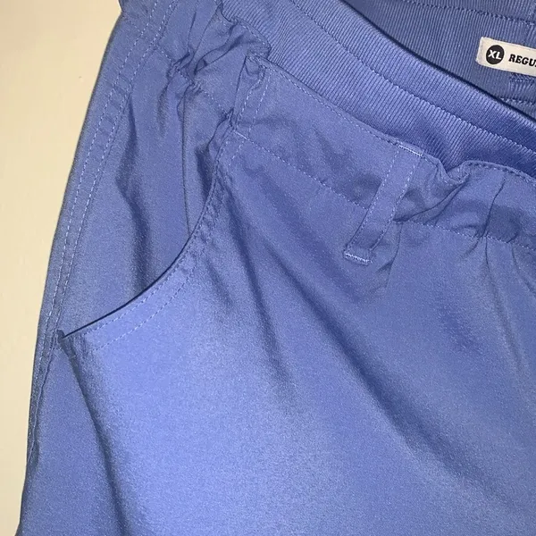 KOI Tech ceil blue scrub pant slit on bottom woman size XL - Image 4