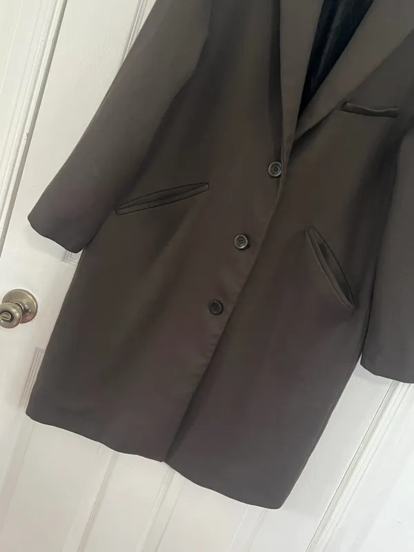 ZARA Brown Oversized Longline Blazer Coat Quiet Luxury Minimalist Old Money Sz S - Image 9