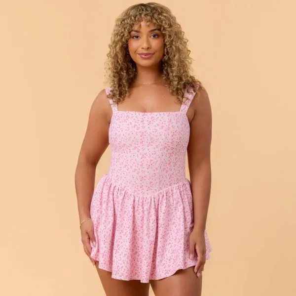 NWT! Blogilates Women’s Mommy & Me Princess Bow Back Dress Pink Floral Size XL - Image 8