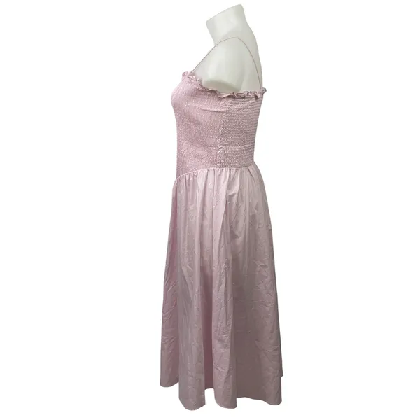 Glamorous Pink Sleeveless Smocked Ruffle Cami Camisole Midi A-Line Tank Dress 14 - Image 2