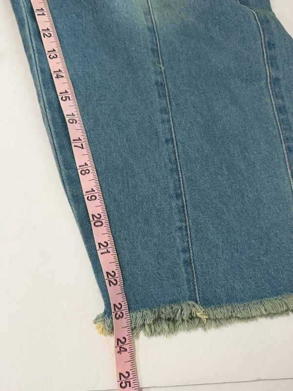 Women’s Denim Overalls Size M Light Wash Distressed Cropped Baggy Utility - Image 11