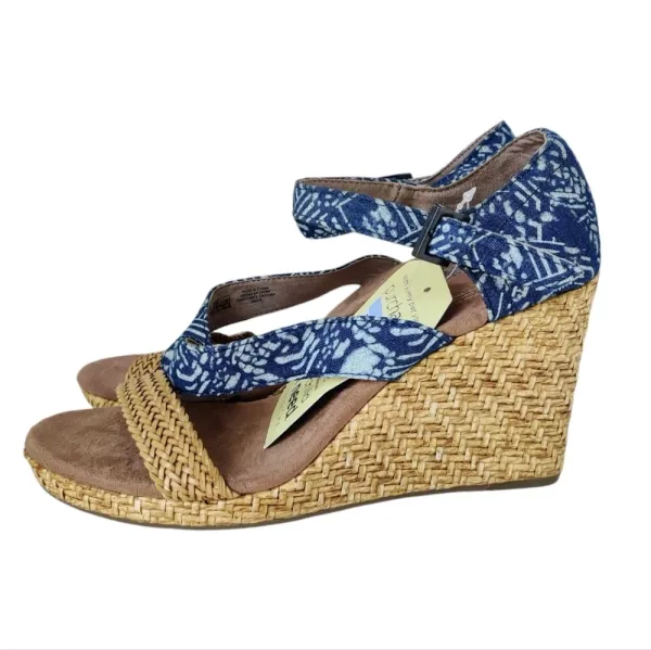 TOMS Clarissa Blue Batik Wedge Sandals | Size 9.5 - Image 3