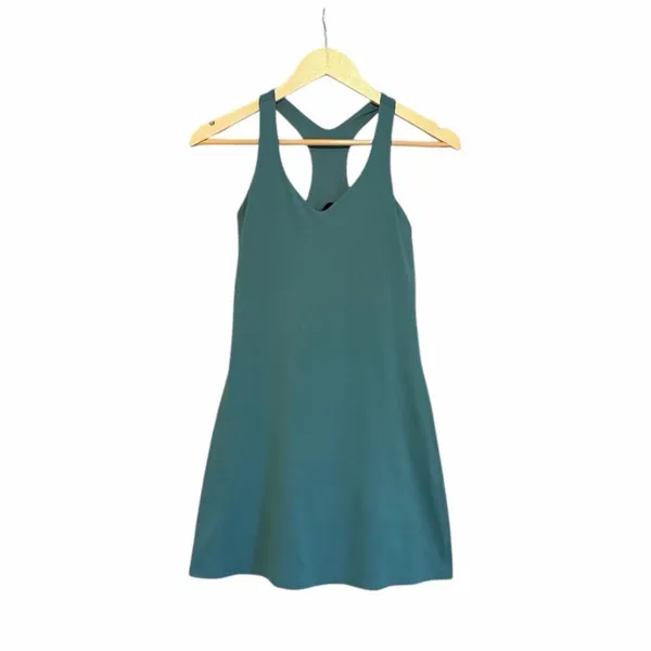Girlfriend Collective Lola Alpine Green V-Neck Dress - Image 2