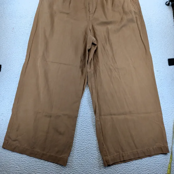 Madewell Harlow‎ Wide Leg Pants Womens 14 Pleated Lyocell Linen Brown NG521 - Image 7