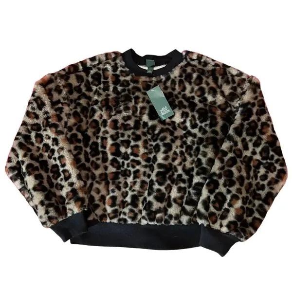 NWT Wild Fable‎ Fuzzy Leopard Print Sweater Size XS - Image 2