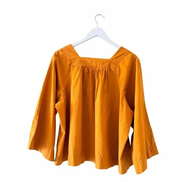 Madewell Blouse Square Neck Mustard Flared Sleeves Boho SZ L #2637 - Image 7