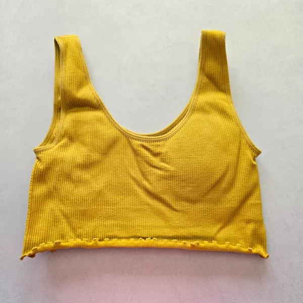 Ribbed Comfort Y2K Bra Top Wireless Pullover‎ Stretch Sleep Forever 21 Yellow M - Image 2