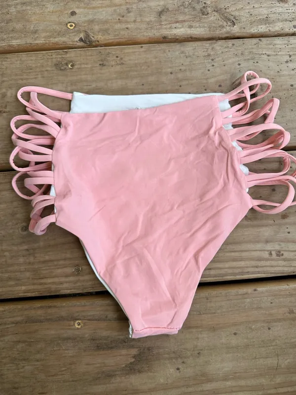 NWOT L*Space Tripp high waist strappy bikini bottoms pink - Image 5