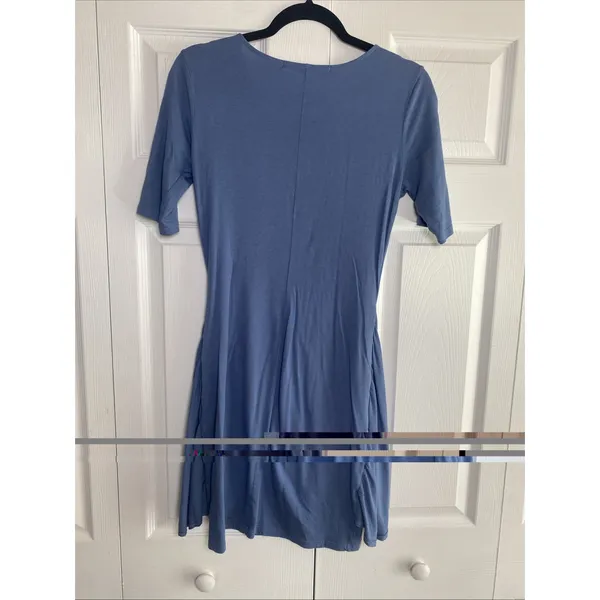 Michael Stars Faux Wrap Tee Dress Womens Size XS Indigo Blue Cotton Jersey NEW - Image 5