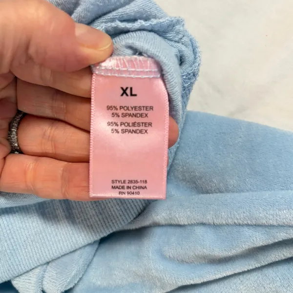 Juicy Couture womens light blue velour pants. Size XL. Juicy bedazzle, wide leg - Image 4