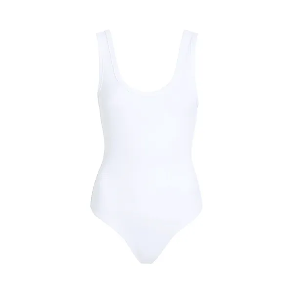[Nuuds] White Ribbed Knit Scoop Neck Sleeveless Tank Bodysuit Top Size Medium M - Image 13