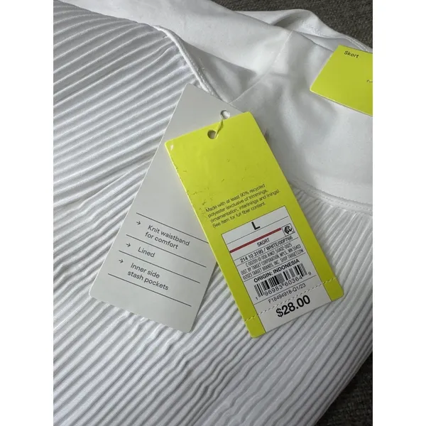 All In Motion Women L White Textured Pleated Skort w/ Inner Shorts Tennis Resort - Image 6