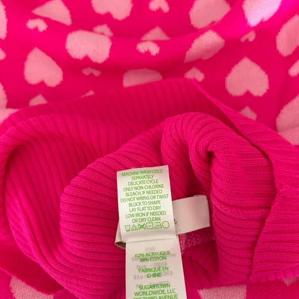 LILLY PULITZER Liggy Sweater Passion Fruit Pink Valentine‎ Heart Jacquard Small - Image 14