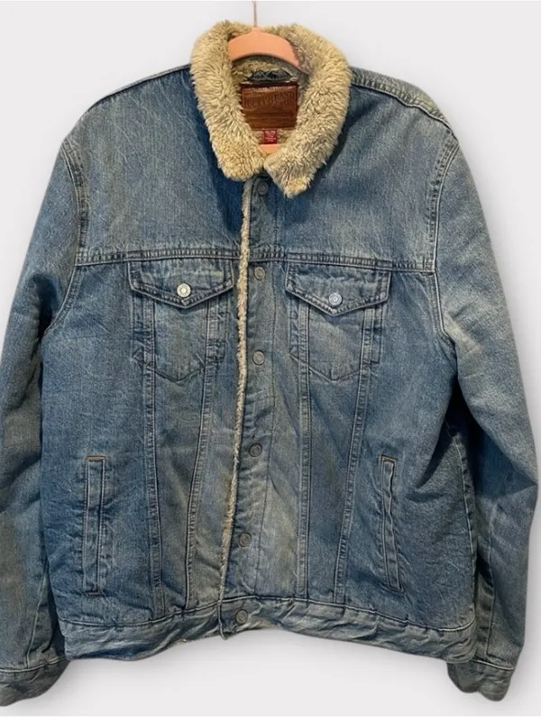 Lucky Brand Oversized Sherpa Lined Denim Trucker Jacket XL Y2K Boho - Image 12