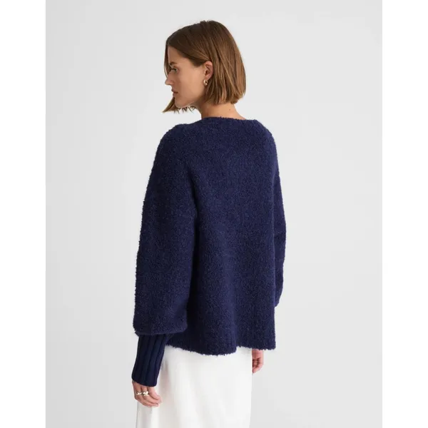 NWT Alexa Chung for Madewell Bobbie Sweater in Navy Blue Alpaca Boucle M - Image 5