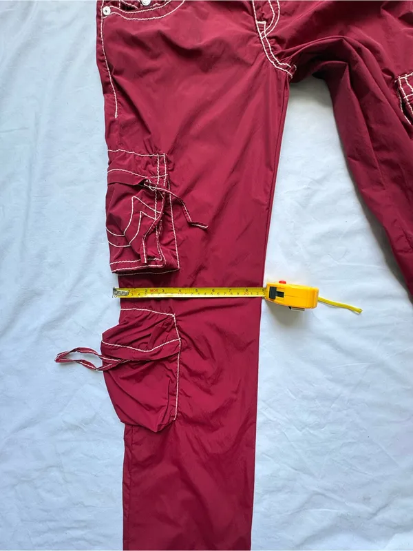 True Religion Ricki Big T Burgundy With Contrasting White Y2K women pants cargo - Image 12