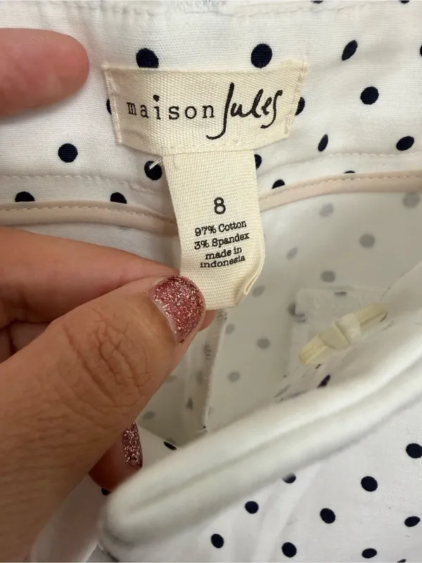 New Maison Jules White & Black Polka Dot Ankle-Length Trousers. Size 8 - Image 3
