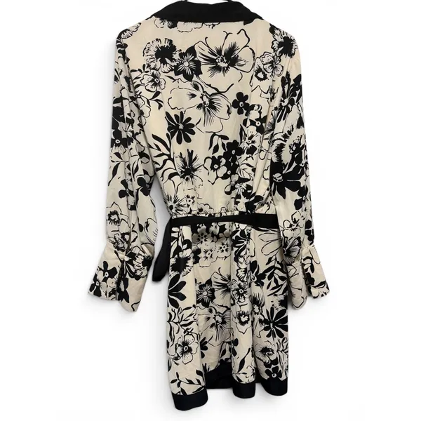 Abercrombie & Fitch Womens Black Cream Floral Wrap Mini Dress Long‎ Sleeve - Image 4