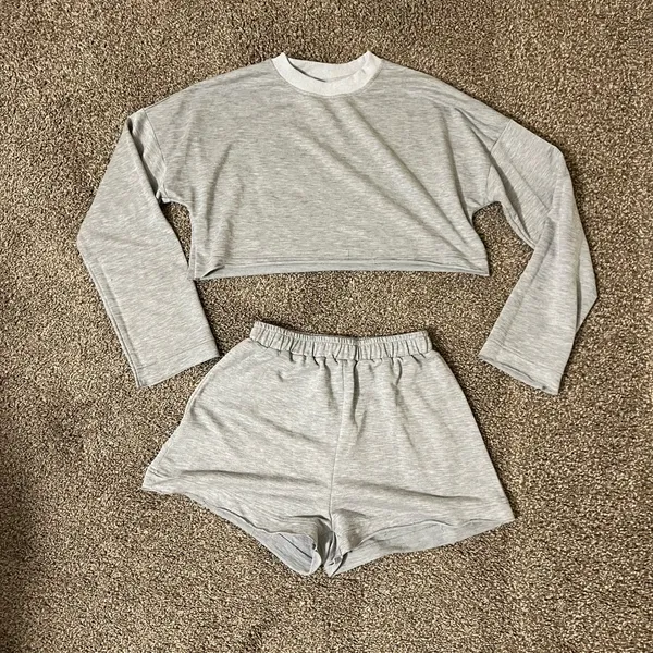 Set Crop Top Shorts High Waisted Pants Loose Pants Track Pants Tank Top Mock Ne - Image 4
