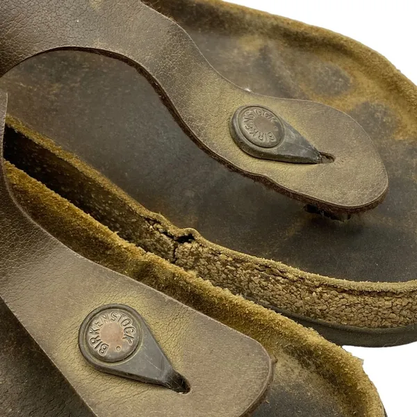 Birkenstock Women's Gizeh Slip on Brown Leather Sandals Size 36‎ US 5-needs TLC - Image 9