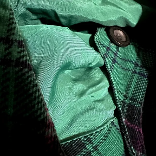 All Week Long Corduroy Dress 100% Cotton Wrap Button Up Gingham Plaid Green 8P - Image 2
