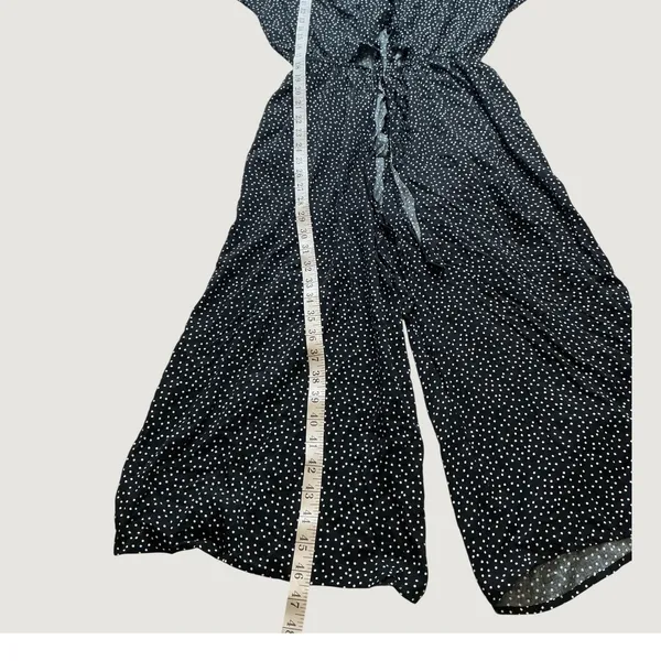 Hsquared Black Polka Dot Wide Leg Jumpsuit V-Neck Short Sleeve J3022 Womens M - Image 5