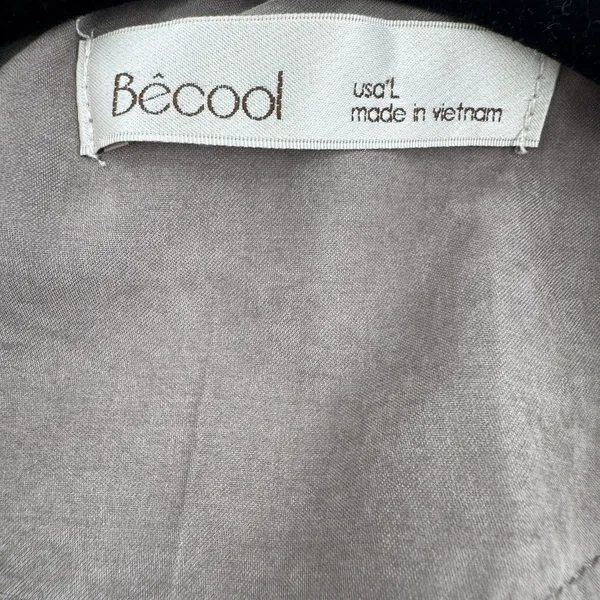 Becool Hooded Utility Jacket Womens Large Taupe Draped Open Front Drawstring - Image 7