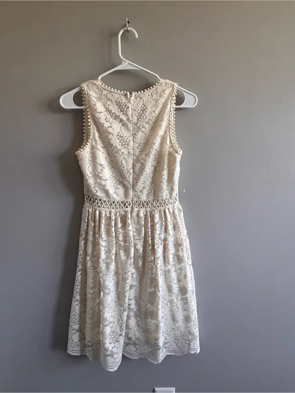 Altar'd‎ State Ivory Lace Fit & Flare Dress Boho Crochet Trim Size S - Image 3