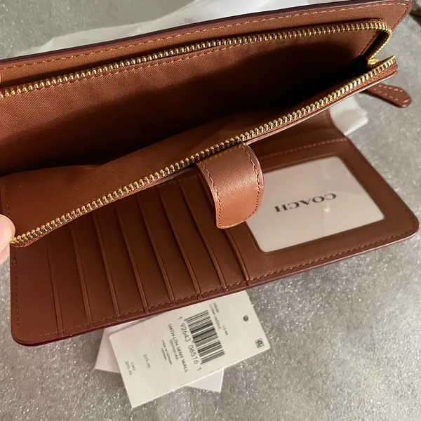 Coach Brown Gold Large Skinny Wallet - Image 4