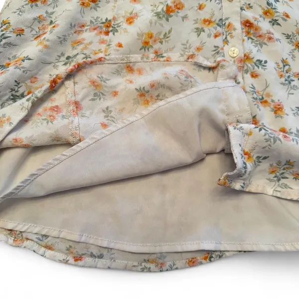 American Eagle Puff Sleeve Shirt Dress Floral White Orange Size S - Image 4