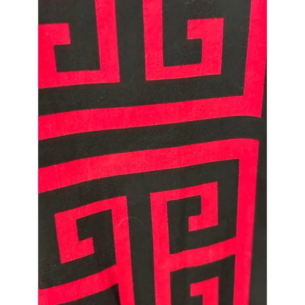 Tizzie‎ Red Black Greek Key Button Down Shirt Leopard Trim Small - Image 4