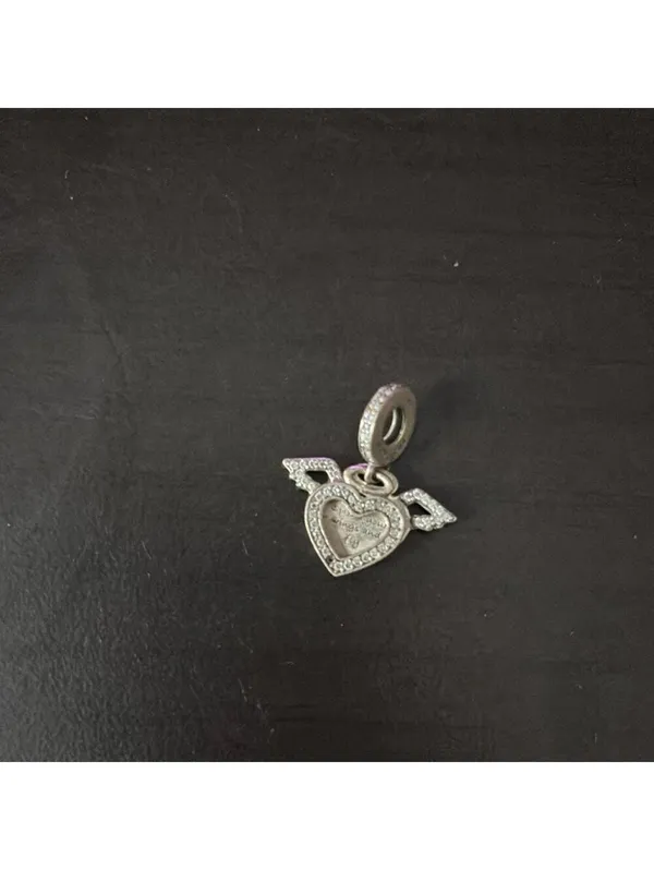 Pandora Silver Heart Pendant with Wings spread your wings and fly - Image 4