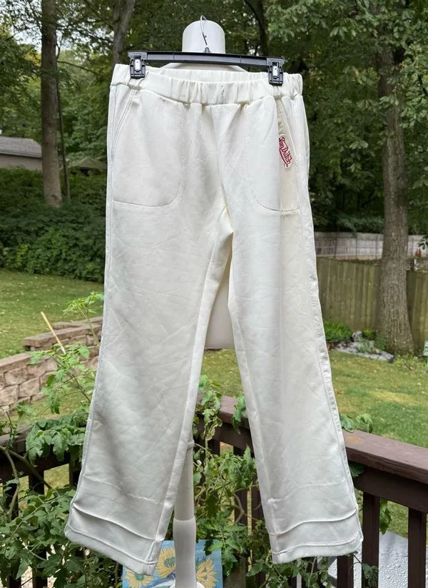 Vintage 90s Y2K Von Dutch Funky Track Pants L Large Solid White Cargo Pockets - Image 2