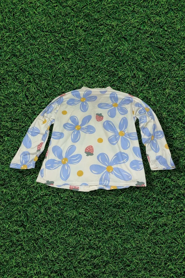 Womens Floral Pajamas Blue Size XL - Image 4