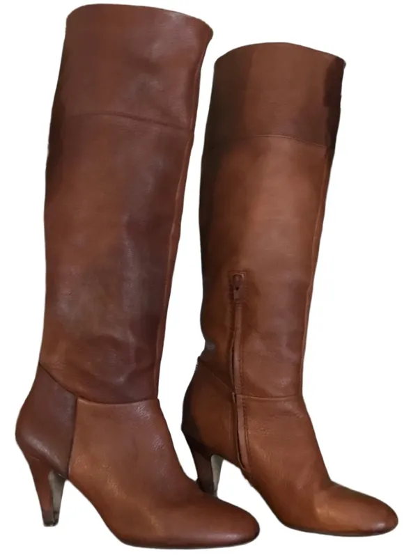 Cynthia Vincent Chestnut Brown Leather Riding Boots W/Heel (7) - Image 5