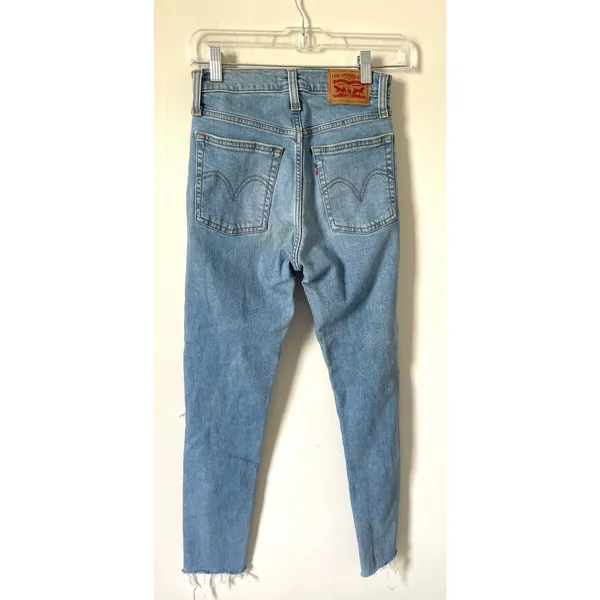 Levi's Wedgie Skinny Distressed Raw Hem Denim Jeans Blue Size 25 - Image 2